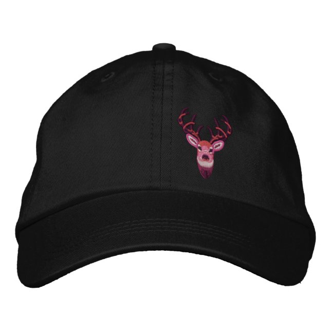 White Tail Deer Buck Embroidery Embroidered Baseball Cap (Front)