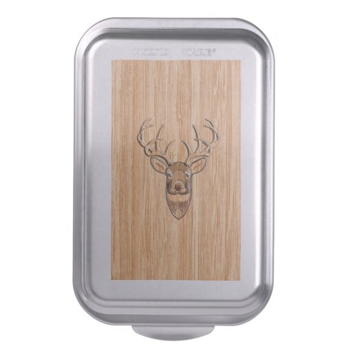 White Tail Deer Buck Wood Grain Style Design Cake Pan