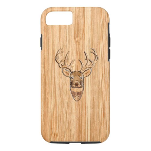 White Tail Deer Buck Wood Grain Style Design iPhone 87 Case