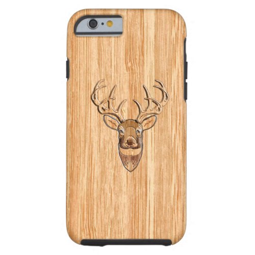 White Tail Deer Buck Wood Grain Style Design Tough iPhone 6 Case