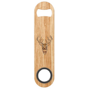 White Tail Deer Buck Wood Grain Style Design Speed Bottle Opener