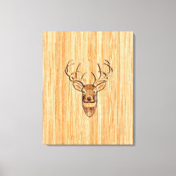 White Tail Deer Head Blond Wood Grain Style Canvas Print