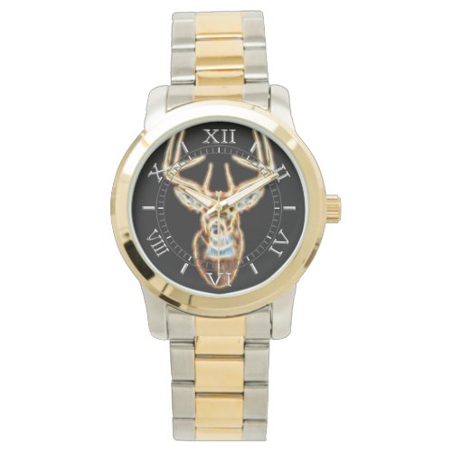 White tail Deer Head Energy Spirit Dial Wrist Watch