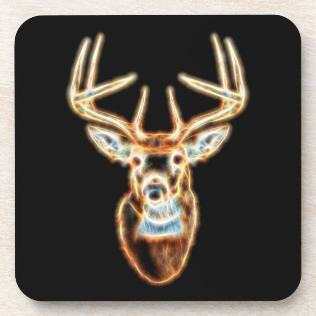 White tail Deer Head Energy Spirit Drink Coaster (Front)