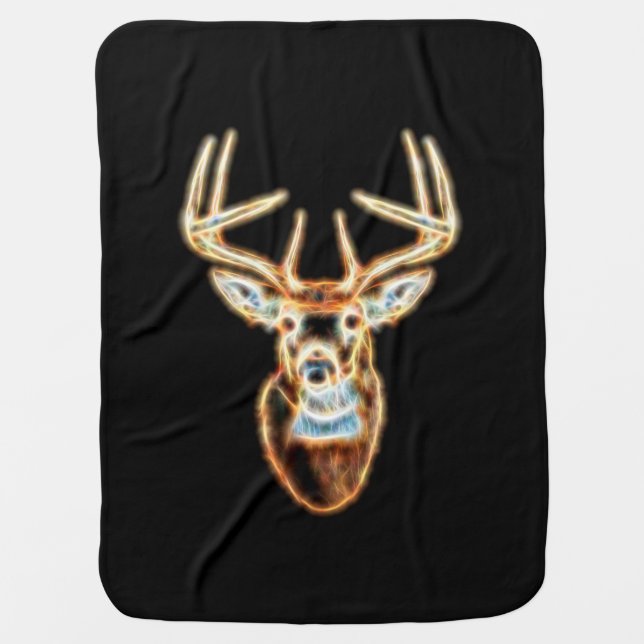 White tail Deer Head Energy Spirit Swaddle Blanket (Front)