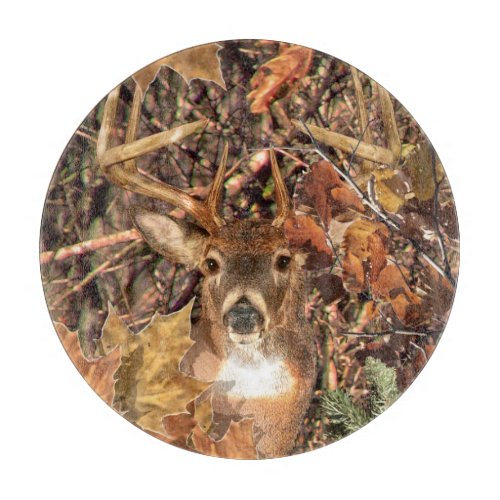 White Tail Deer Head Fall Energy Spirited on a Cutting Board