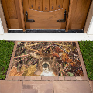 White Tail Deer Head Fall Energy Spirited on a Doormat