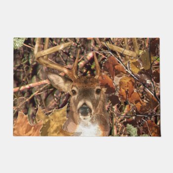 White Tail Deer Head Fall Energy Spirited On A Doormat by TigerDen at Zazzle