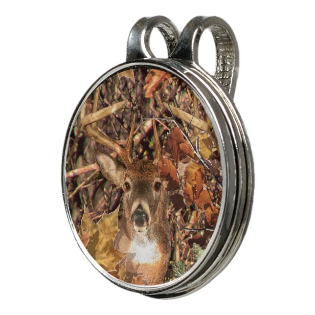 White Tail Deer Head Fall Energy Spirited on a Golf Hat Clip (3/4)