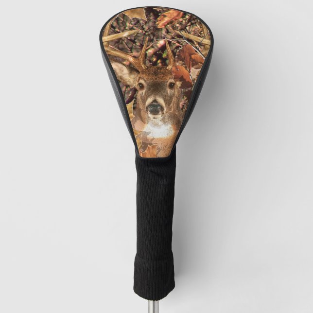 White Tail Deer Head Fall Energy Spirited on a Golf Head Cover (Front)