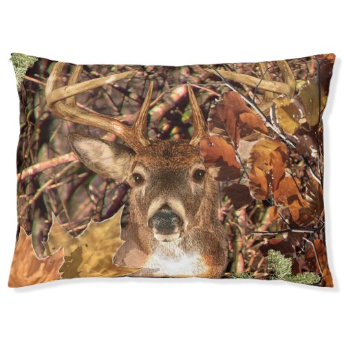 White Tail Deer Head Fall Energy Spirited on a Pet Bed