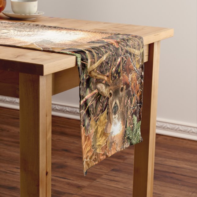 White Tail Deer Head Fall Energy Spirited on a Short Table Runner (In Situ)