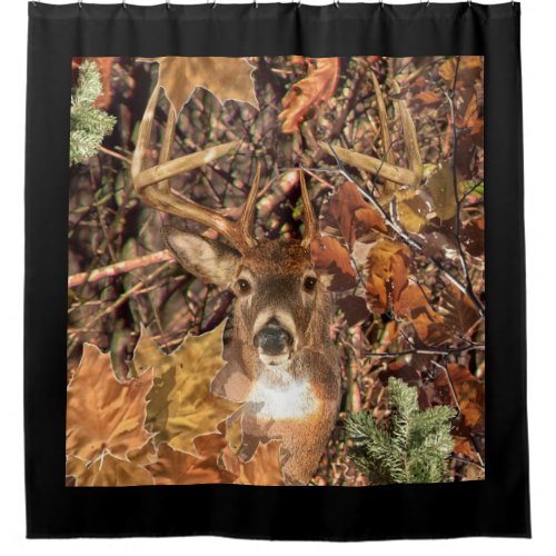 White Tail Deer Head Fall Energy Spirited on a Shower Curtain