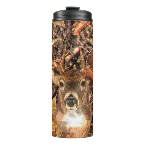 White Tail Deer Head Fall Energy Spirited on a Thermal Tumbler