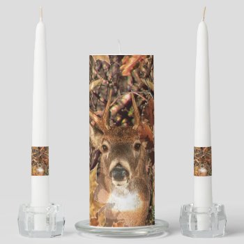 White Tail Deer Head Fall Energy Spirited On A Unity Candle Set by TigerDen at Zazzle
