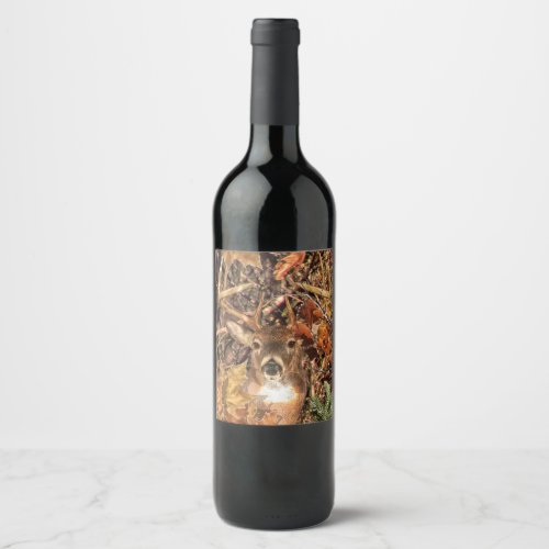 White Tail Deer Head Fall Energy Spirited on a Wine Label