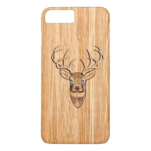 White Tail Deer Head Light Wood Grain Style iPhone 8 Plus7 Plus Case