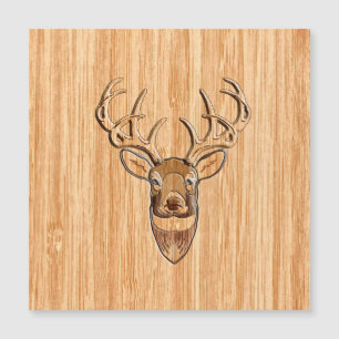White Tail Deer Head Trophy Wood Grain Style