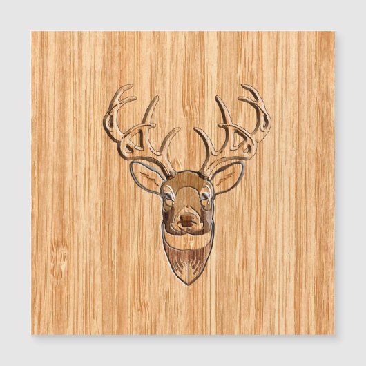 White Tail Deer Head Trophy Wood Grain Style (Front)