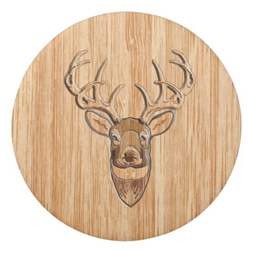 White Tail Deer Head Trophy Wood Grain Style Eraser