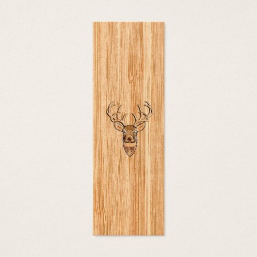 White Tail Deer Head Wood Grain Background (Front)