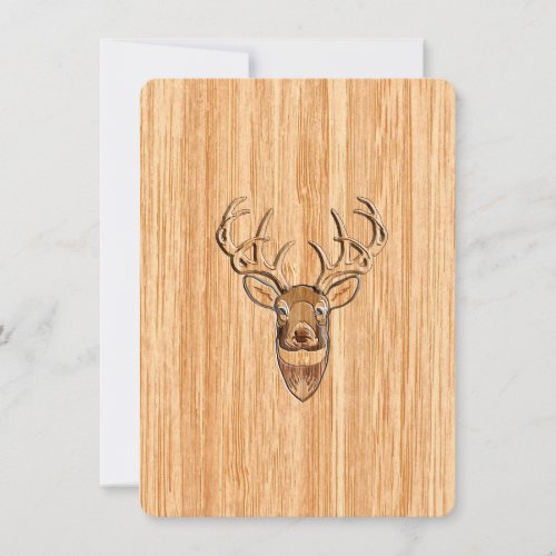 White Tail Deer Head Wood Grain Background