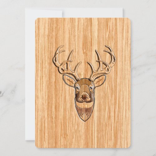 White Tail Deer Head Wood Grain Background