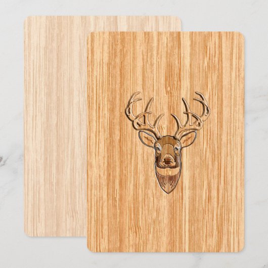 White Tail Deer Head Wood Grain Background (Front/Back)