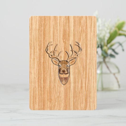 White Tail Deer Head Wood Grain Background (Standing Front)