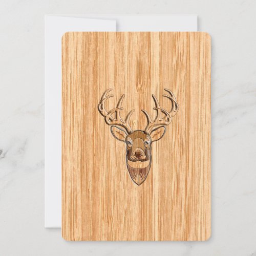 White Tail Deer Head Wood Grain Background