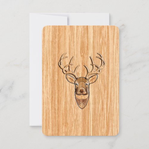 White Tail Deer Head Wood Grain Background