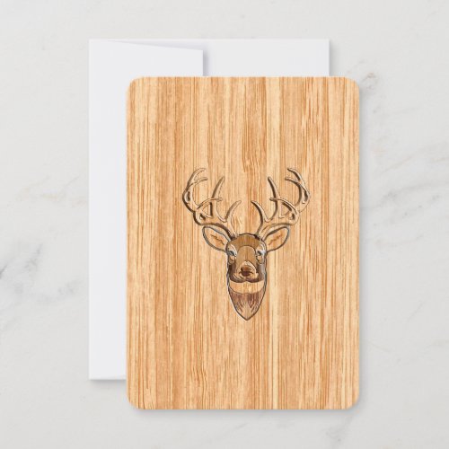 White Tail Deer Head Wood Grain Background