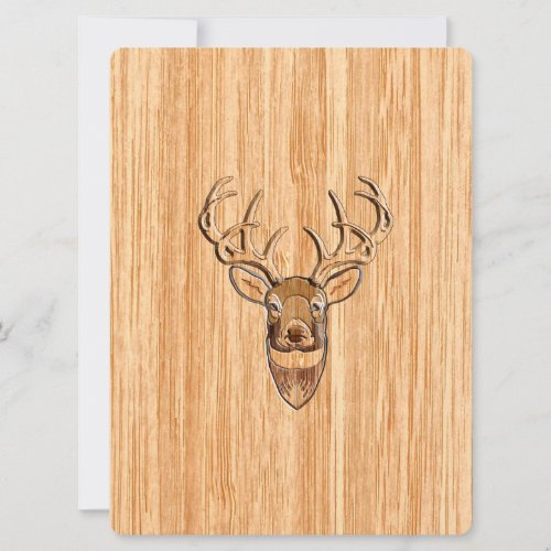 White Tail Deer Head Wood Grain Background