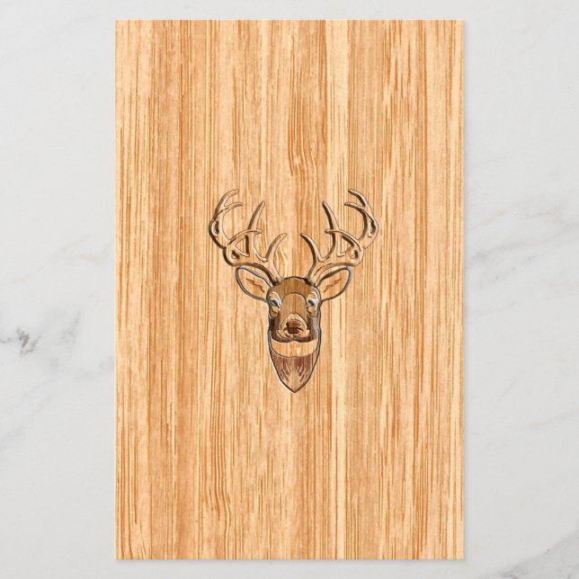 White Tail Deer Head Wood Grain Background Flyer (Front)