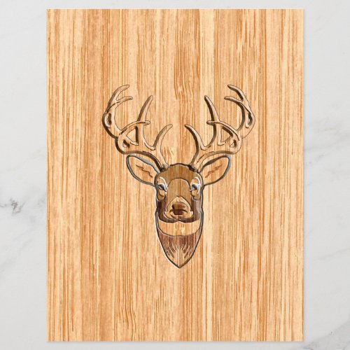 White Tail Deer Head Wood Grain Background Flyer