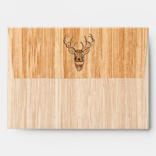 White Tail Deer Head Wood Grain Decor Envelope