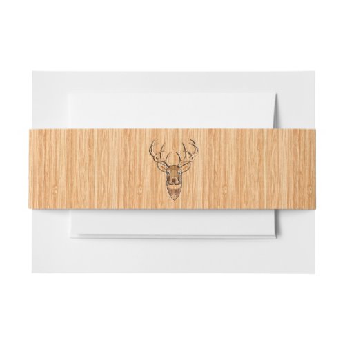 White Tail Deer Head Wood Grain Decor Invitation Belly Band