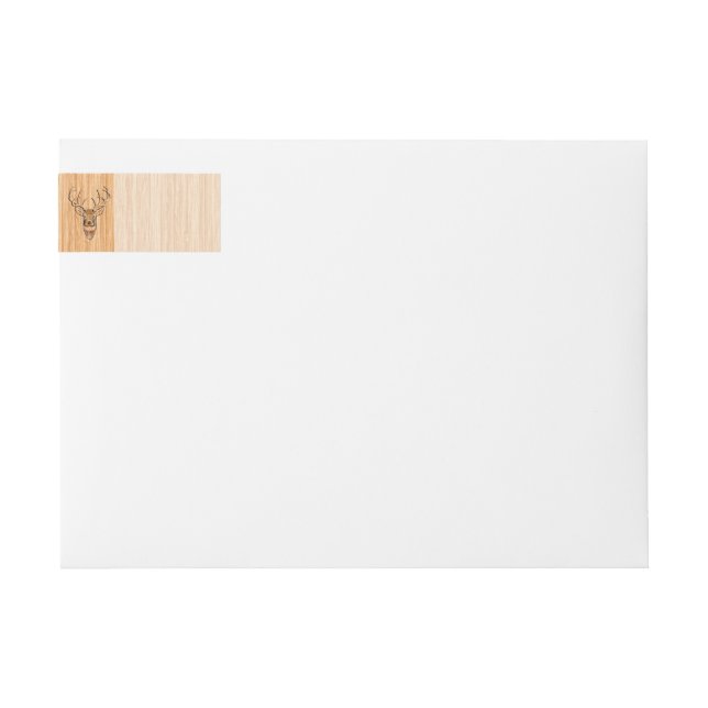 White Tail Deer Head Wood Grain Decor Wrap Around Label (Front)