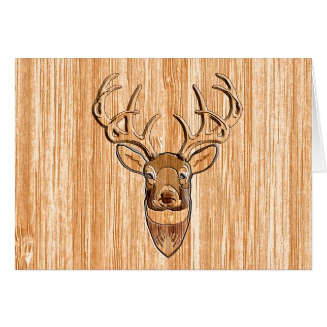 White Tail Deer Head Wood Grain Design Cards (Front Horizontal)