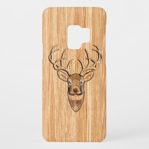 White Tail Deer Head Wood Grain Style Decor Case_Mate Samsung Galaxy S9 Case