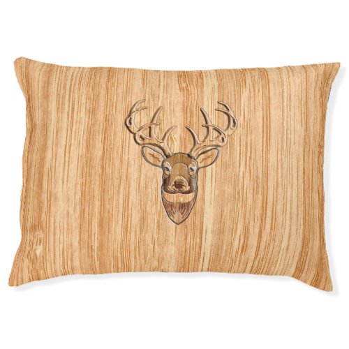 White Tail Deer Head Wood Grain Style Display Pet Bed