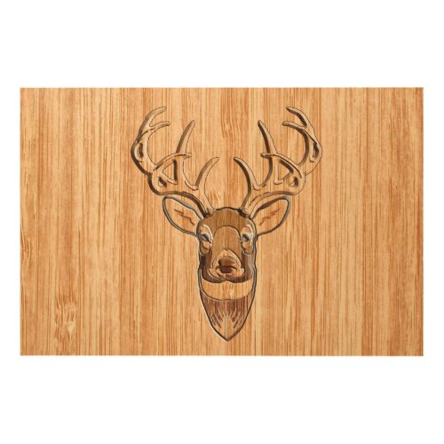 White Tail Deer Head Wood Grain Style Display Wood Wall Art