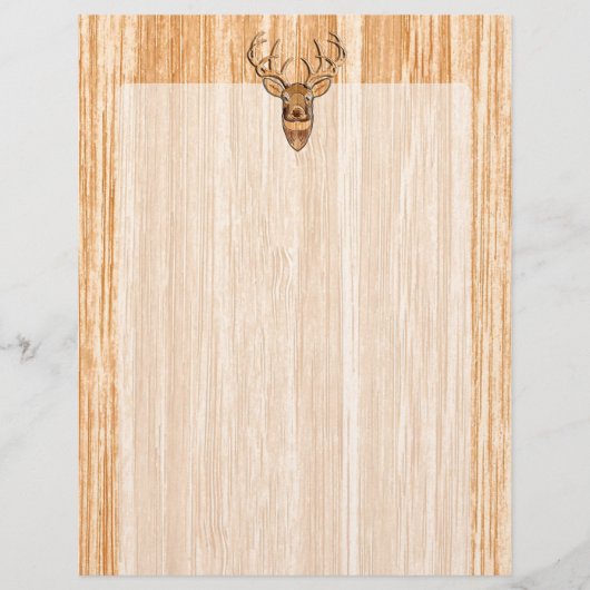 White Tail Deer Head Wood Inlay Grain Style Decor (Front)