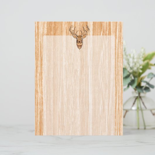 White Tail Deer Head Wood Inlay Grain Style Decor (Standing Front)