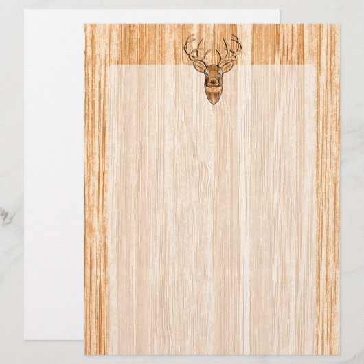 White Tail Deer Head Wood Inlay Grain Style Decor (Front/Back)