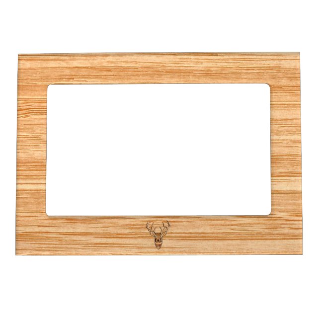 White Tail Deer Head Wood Inlay Grain Style Magnetic Picture Frame (Front)