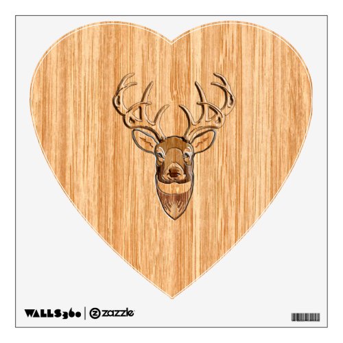 White Tail Deer Head Wood Inlay Grain Style Wall Sticker