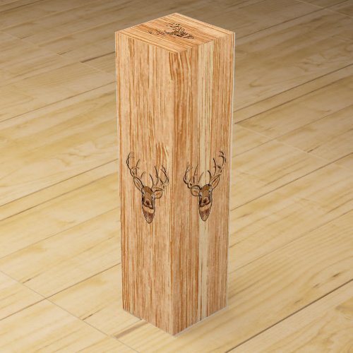 White Tail Deer Head Wood Inlay Style Wine Box