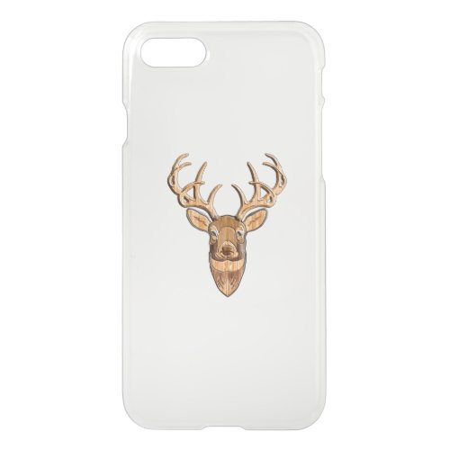 White Tail Deer Head Wood Style iPhone SE87 Case