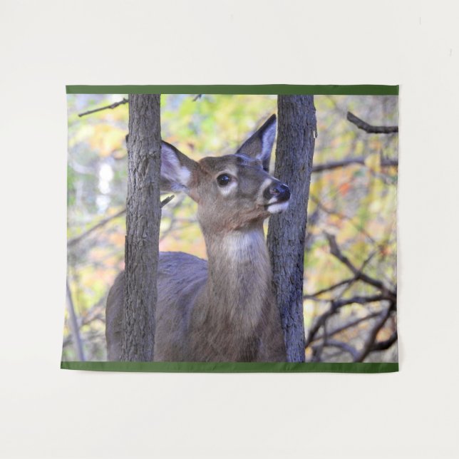 White Tail Deer in the Trees Tapestry (Front (Horizontal))